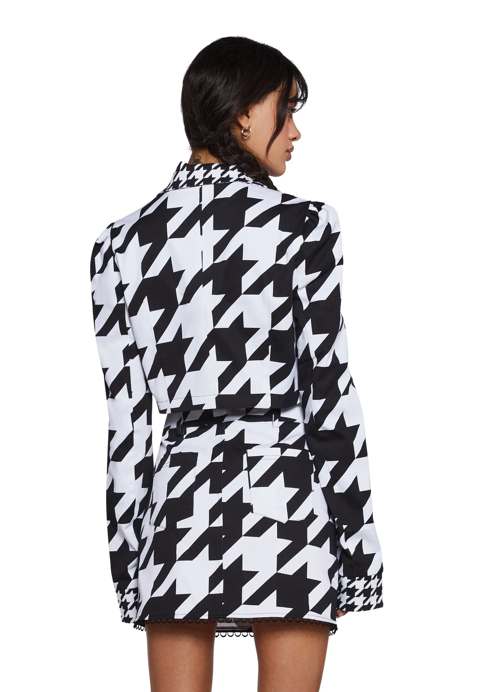 Friendly Fashionista Cropped Blazer - Black/White