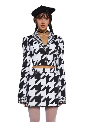 Friendly Fashionista Cropped Blazer - Black/White