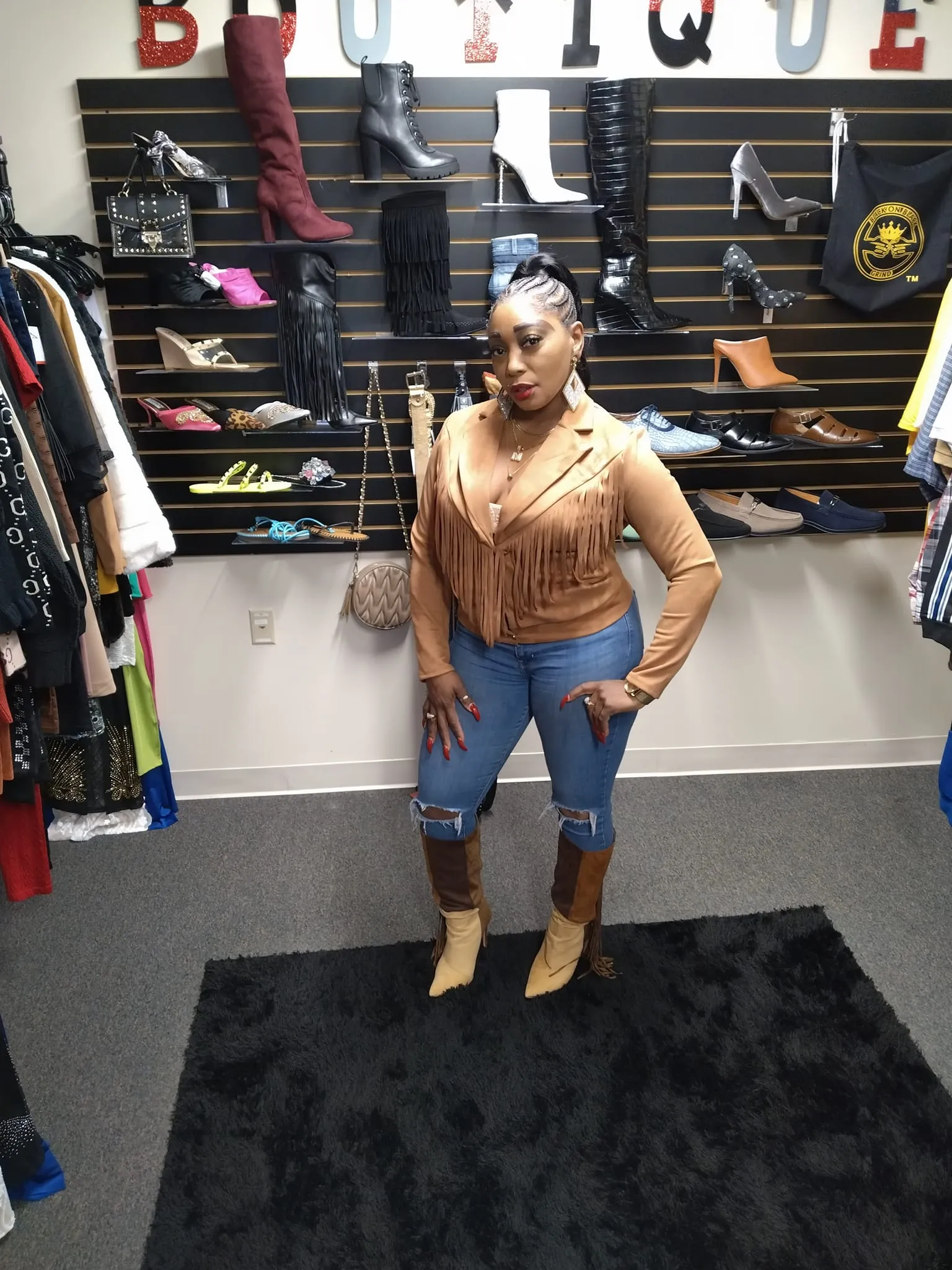 Fringe Faux Suede Blazer Jacket Available in Sizes M-XL