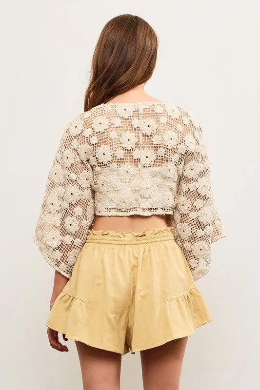 Front Tie Crochet Crop Top