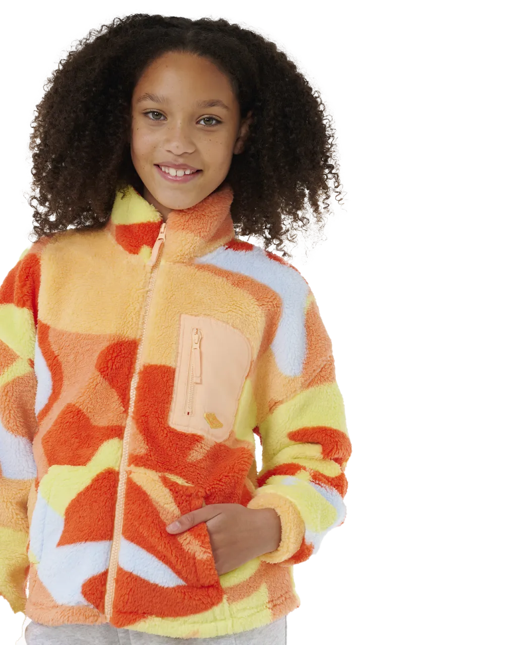 Girls High Tide Polar Zip Fleece in Bright Red