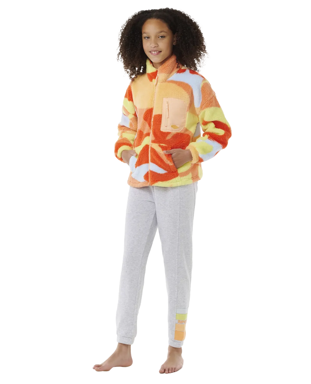 Girls High Tide Polar Zip Fleece in Bright Red