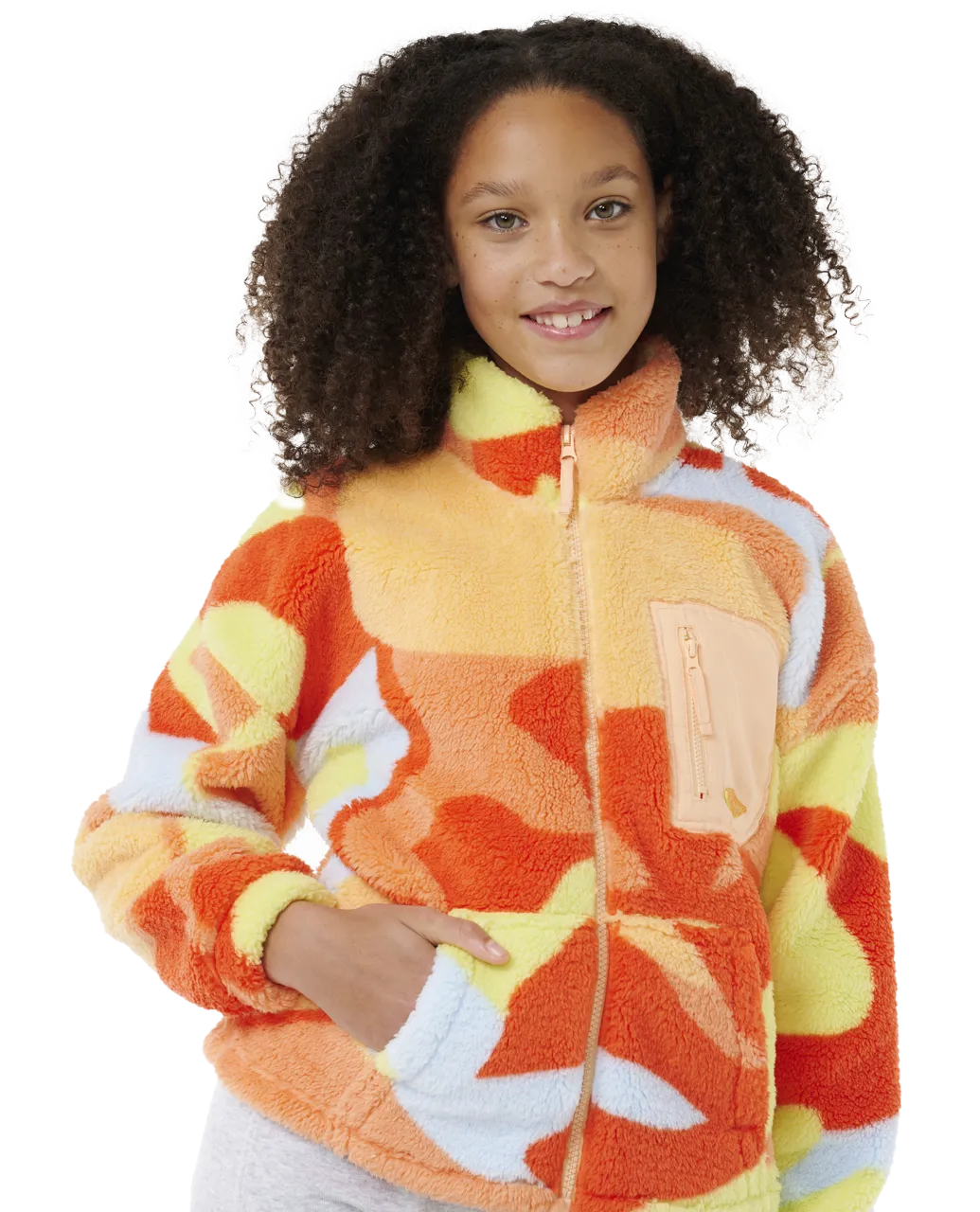 Girls High Tide Polar Zip Fleece in Bright Red