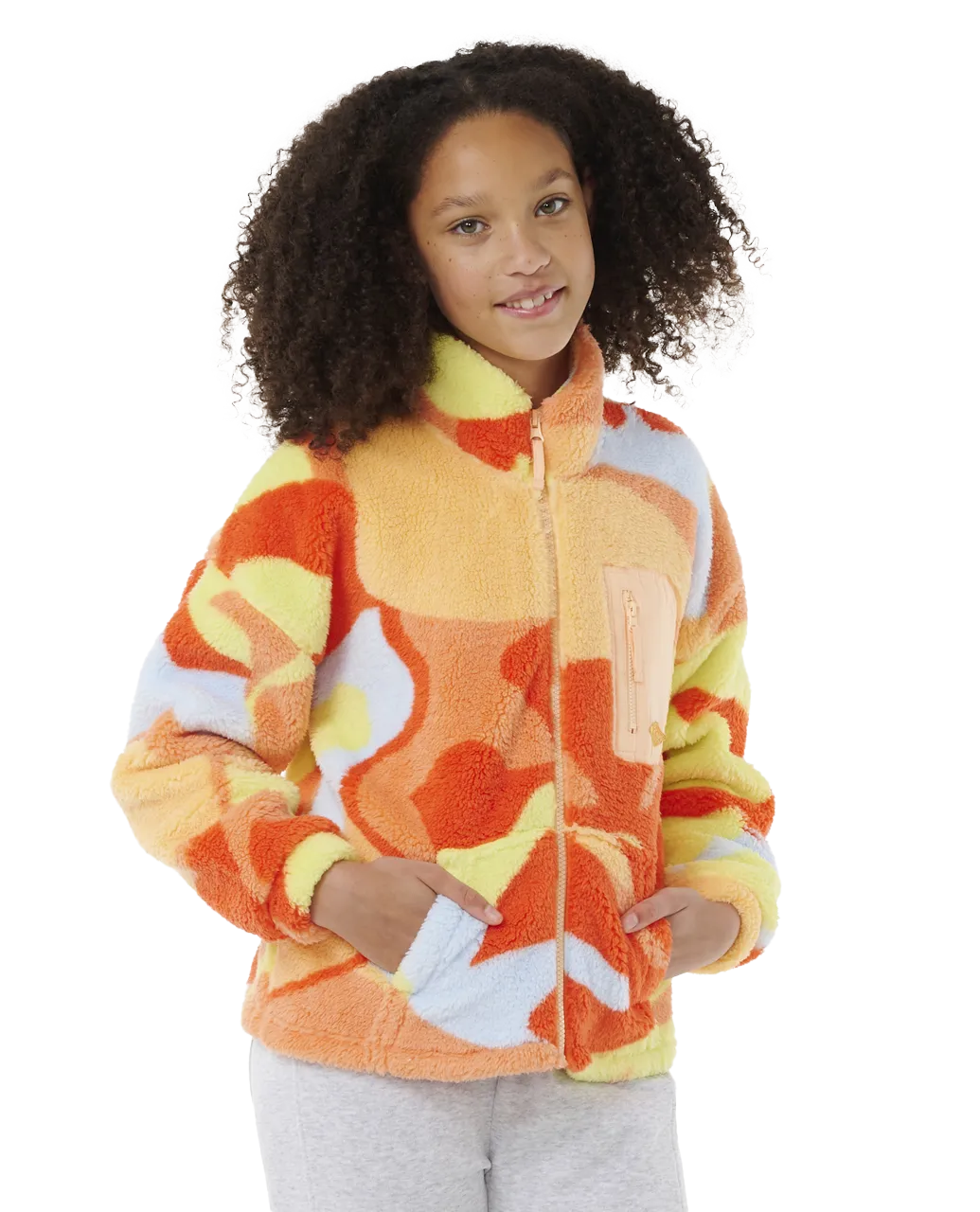 Girls High Tide Polar Zip Fleece in Bright Red