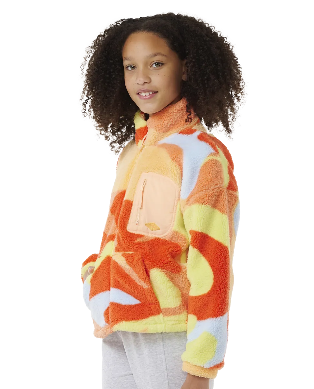 Girls High Tide Polar Zip Fleece in Bright Red