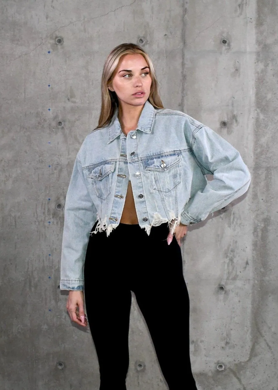 GOOD ON MY OWN Crop Denim Jacket
