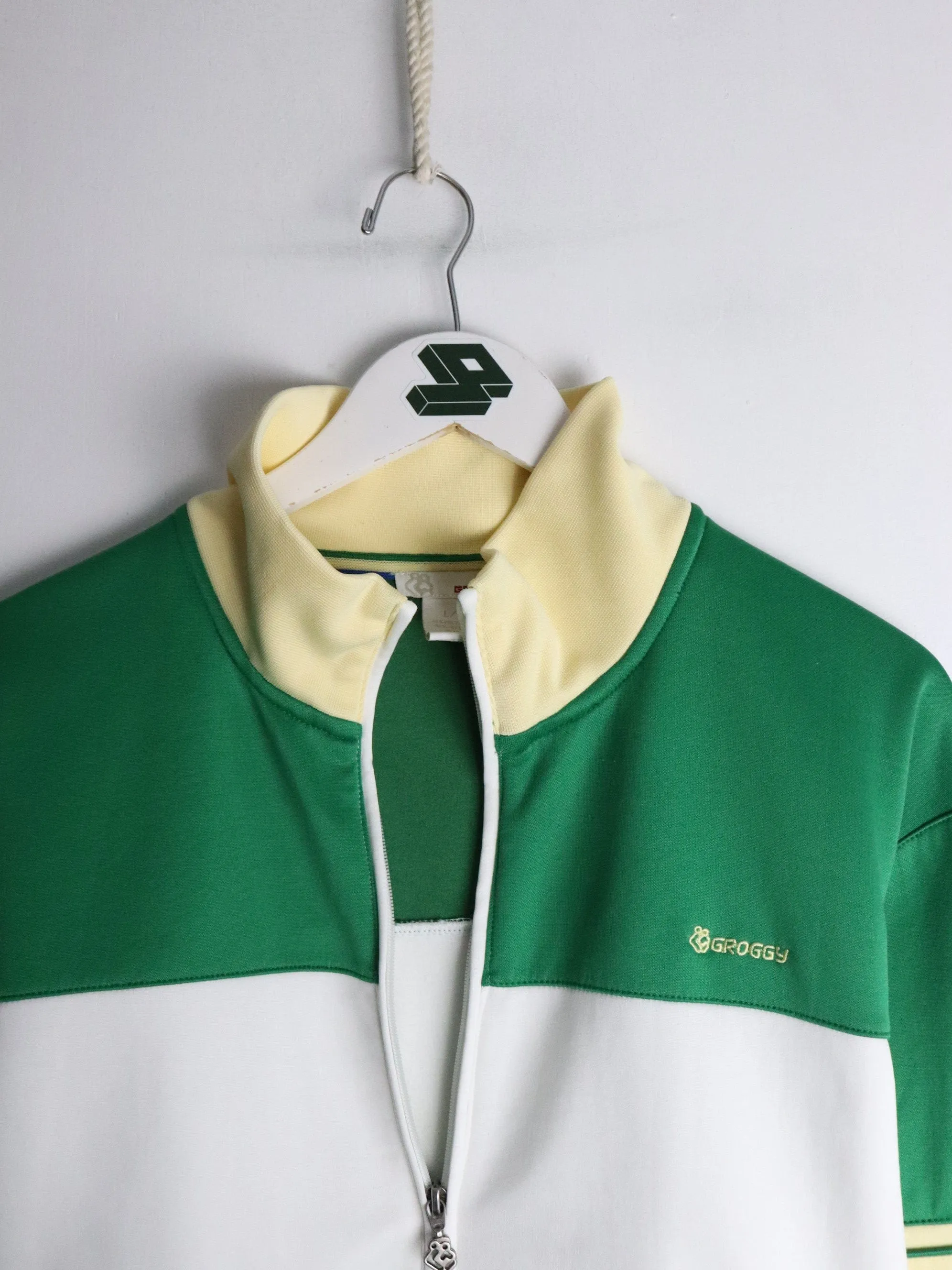 Groggy Track Jacket Mens Large White Athletic Y2K