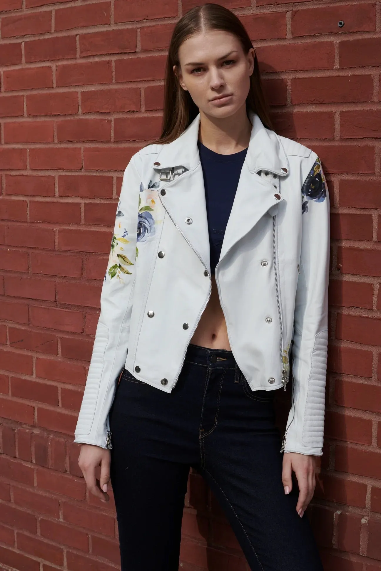 Harley Floral Leather Moto Jacket