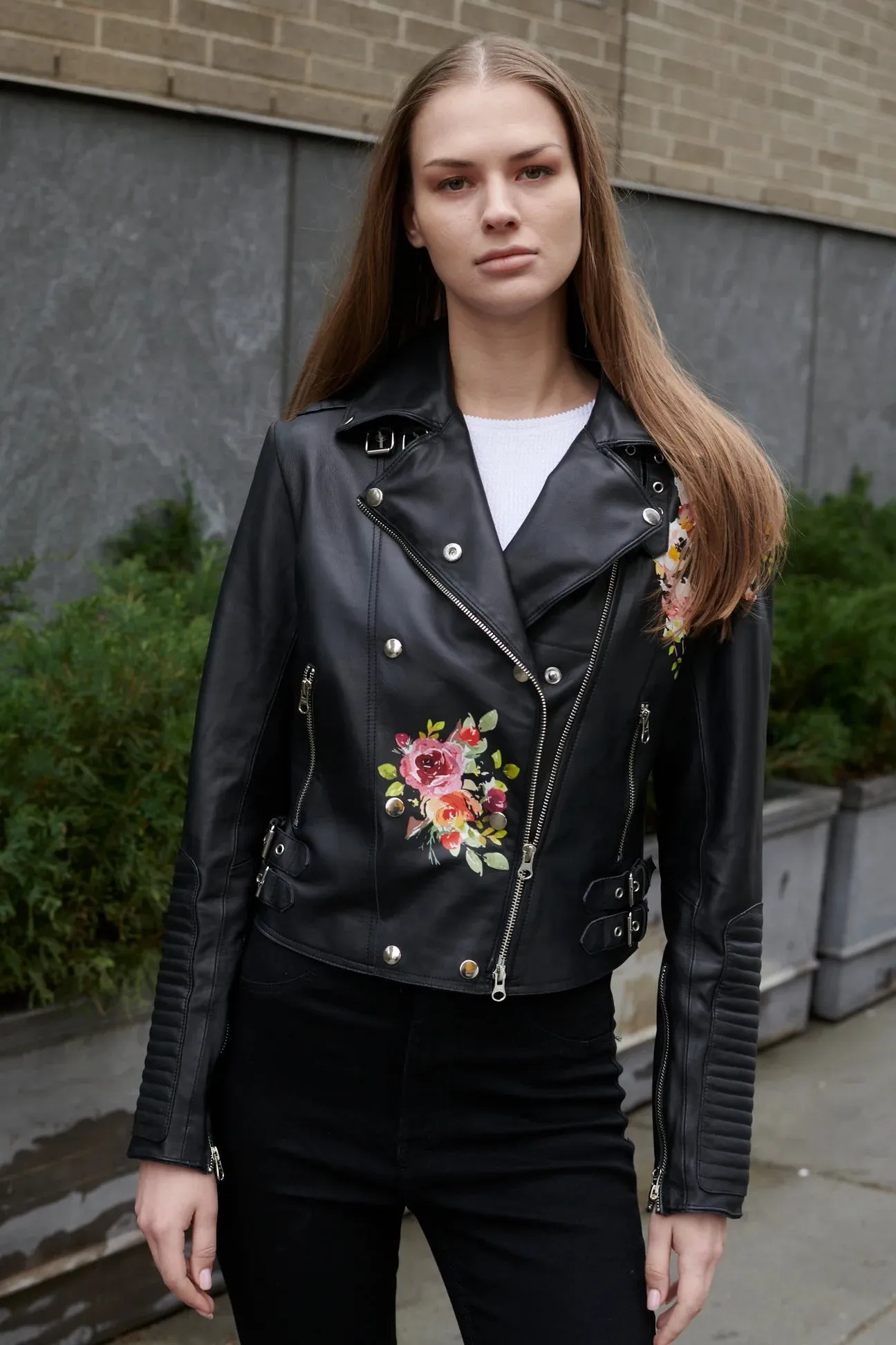Harley Floral Leather Moto Jacket