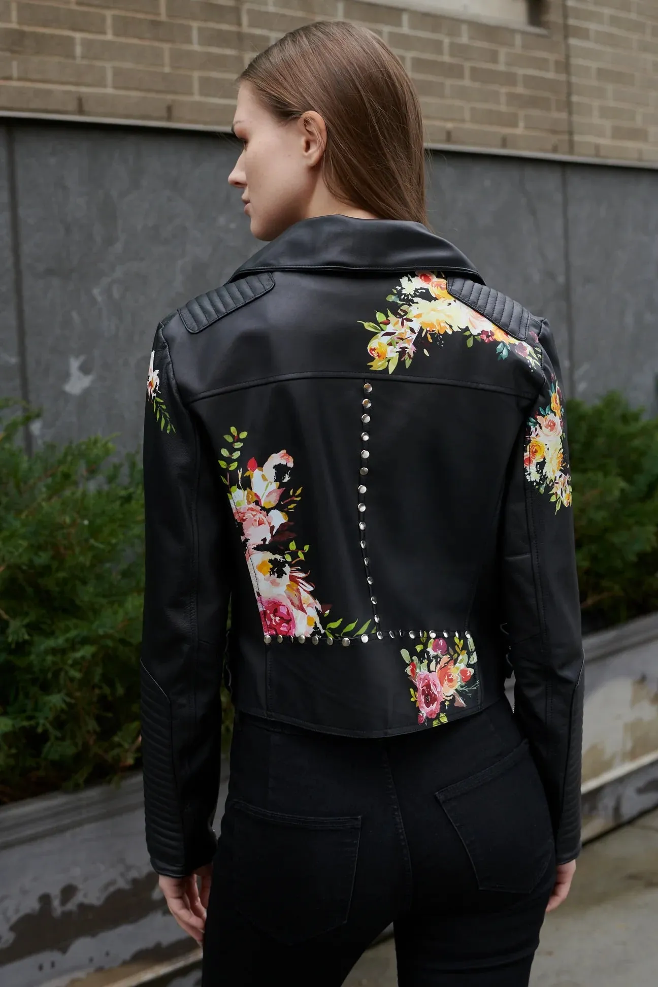 Harley Floral Leather Moto Jacket