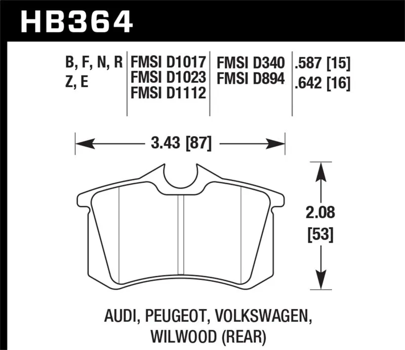 Hawk HP  Sport Rear Brake Pads - HB364N.642