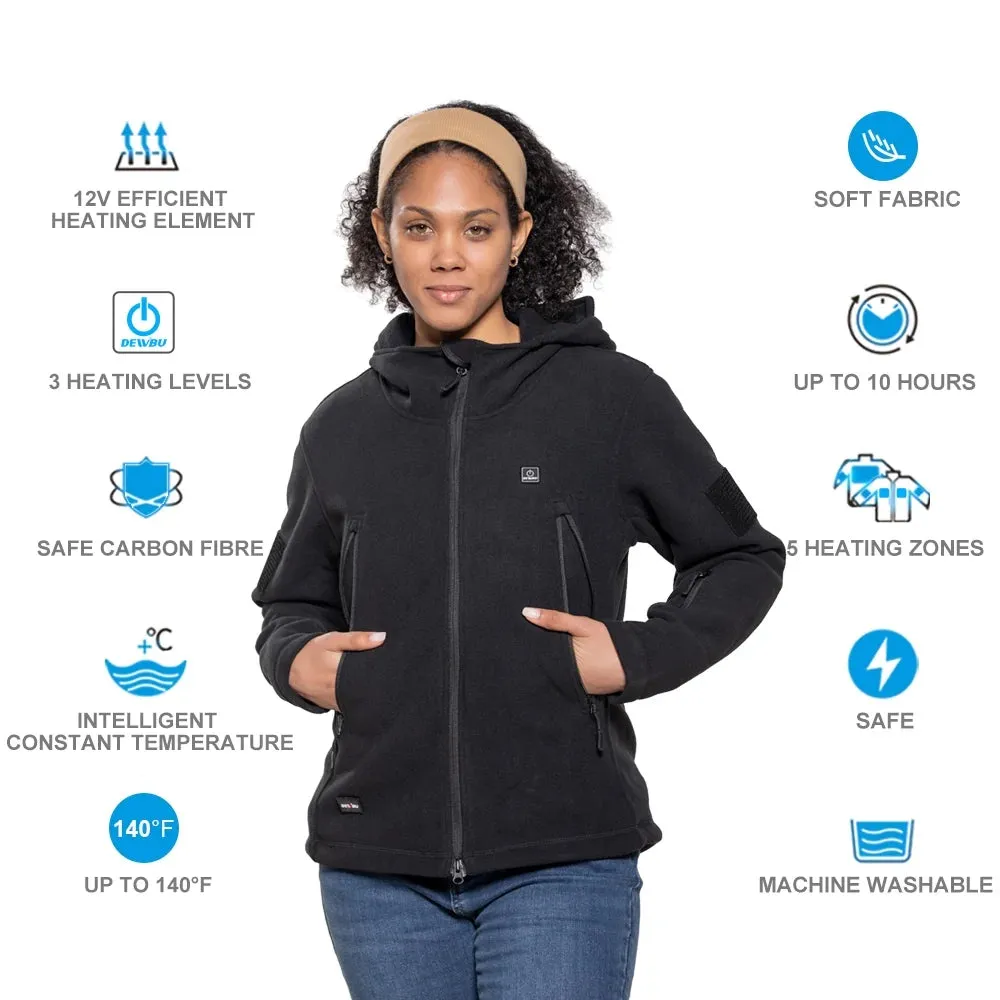 Heated Jacket Polar Fleece for Women, Heated Hoodie with 12V Battery Pack, Electric Heating Coat for Winter Outdoor