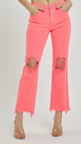 High Rise Destruct Knee Crop Flare Jean