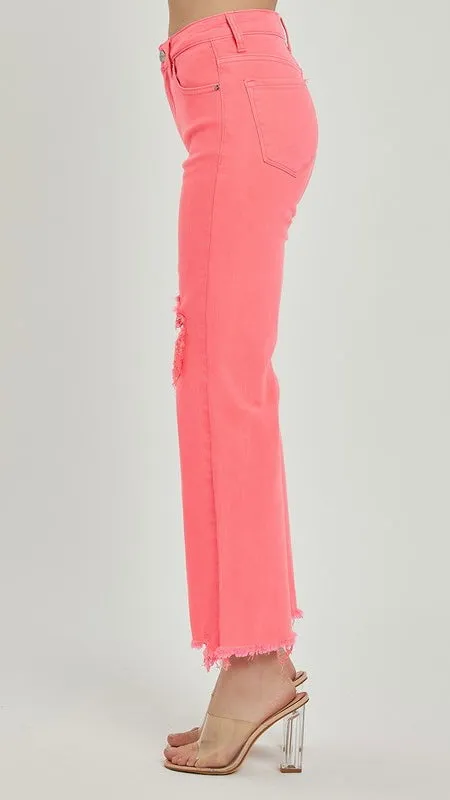 High Rise Destruct Knee Crop Flare Jean