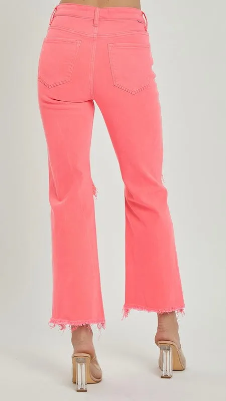 High Rise Destruct Knee Crop Flare Jean