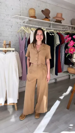 Hope Cropped Jacket - Linen - Camel