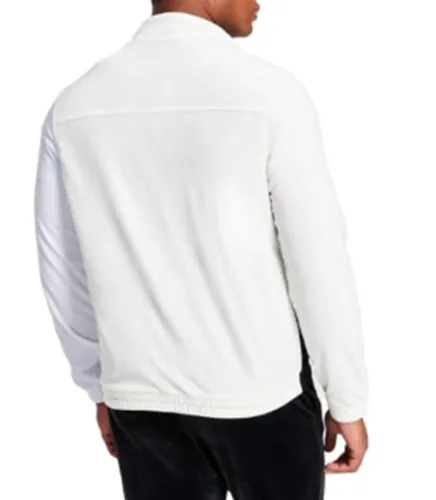 INC International Concepts Men's Colorblocked Velour Jacket Full Zip White Small