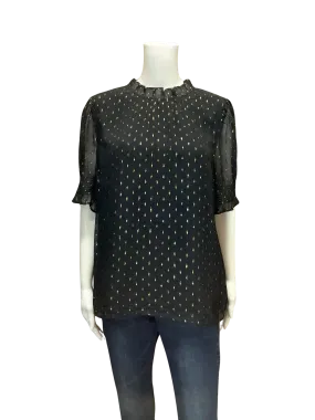 J. Crew Women's Top Black Lined Sheer Short Sleeve W/Tags Size: L