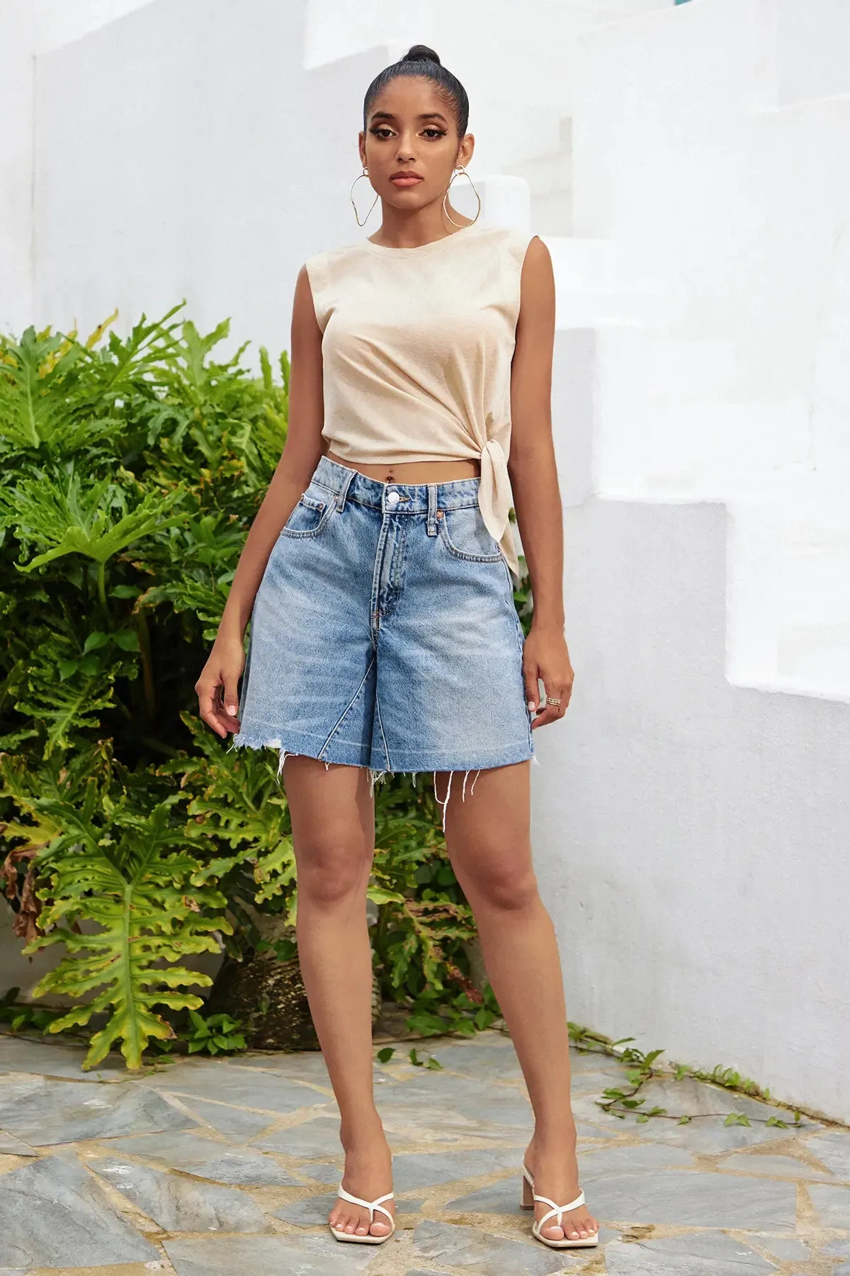 Knot Front Crop Tank Top