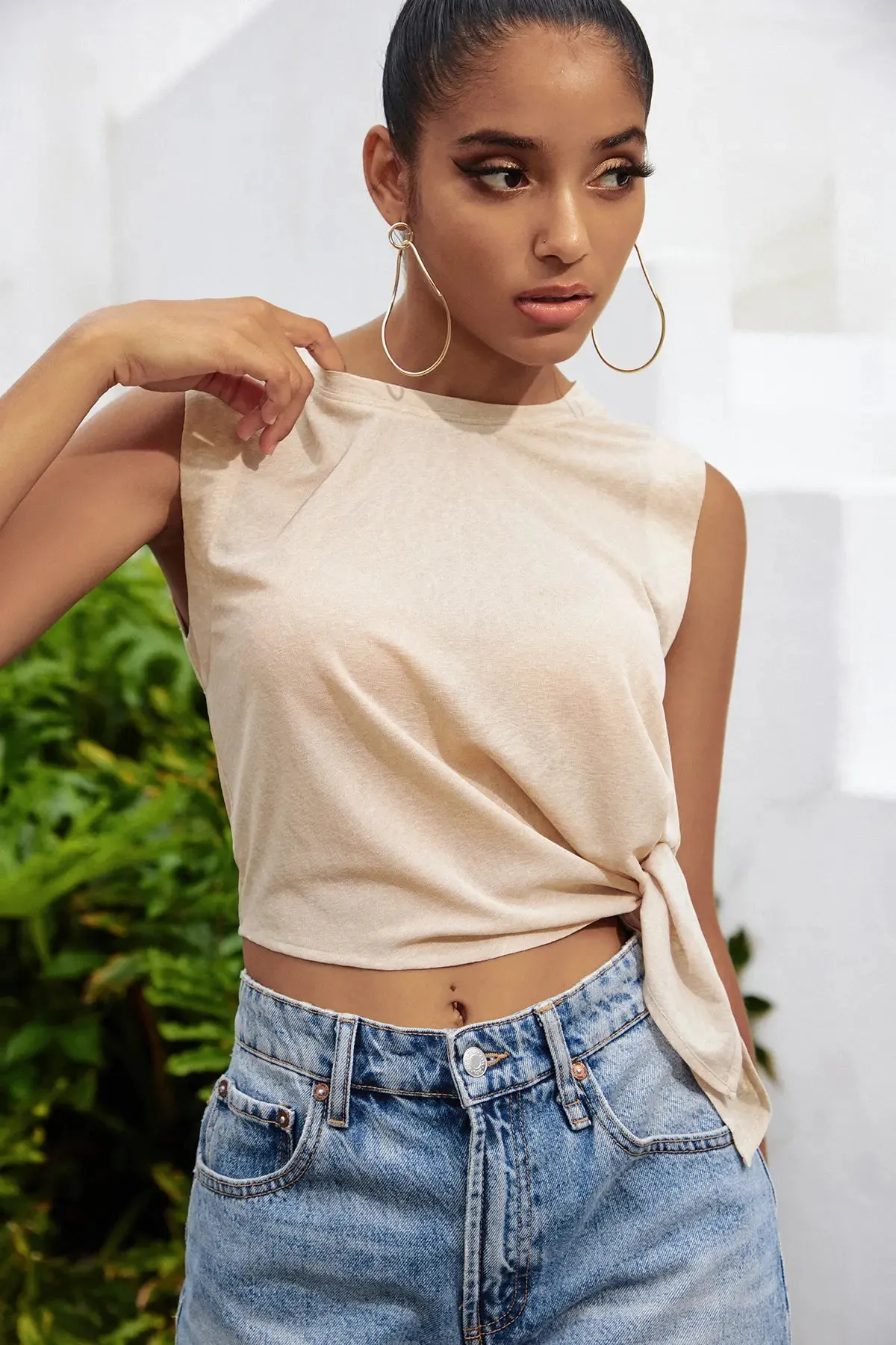 Knot Front Crop Tank Top