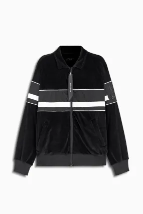 LA track jacket / black velour   black   ivory