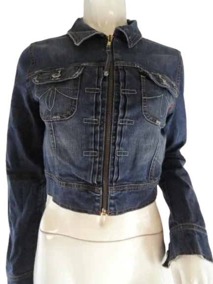 Level 99 90's Cropped Denim Jacket Blue Size M SKU 000058