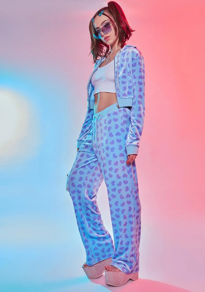 Loyal Maneater Velour Track Pants-Blue