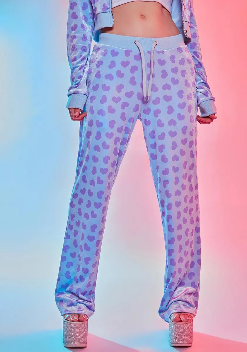 Loyal Maneater Velour Track Pants-Blue