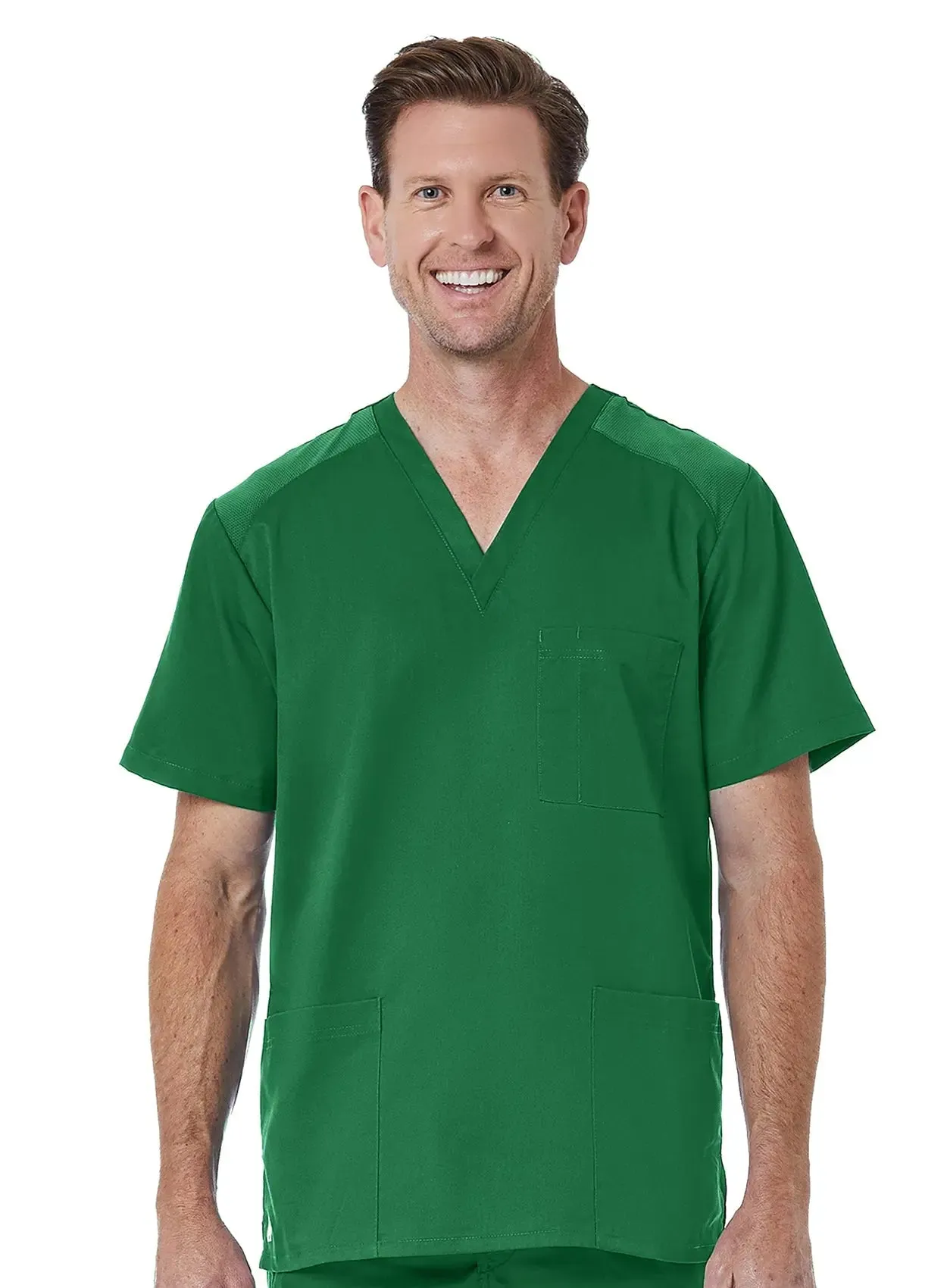 Maevn Men back Mesh Panel 3-Pocket V-Neck Top
