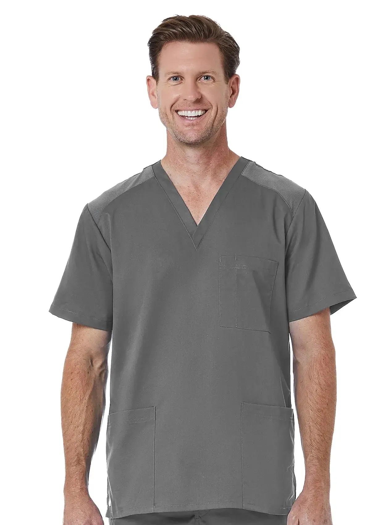 Maevn Men back Mesh Panel 3-Pocket V-Neck Top