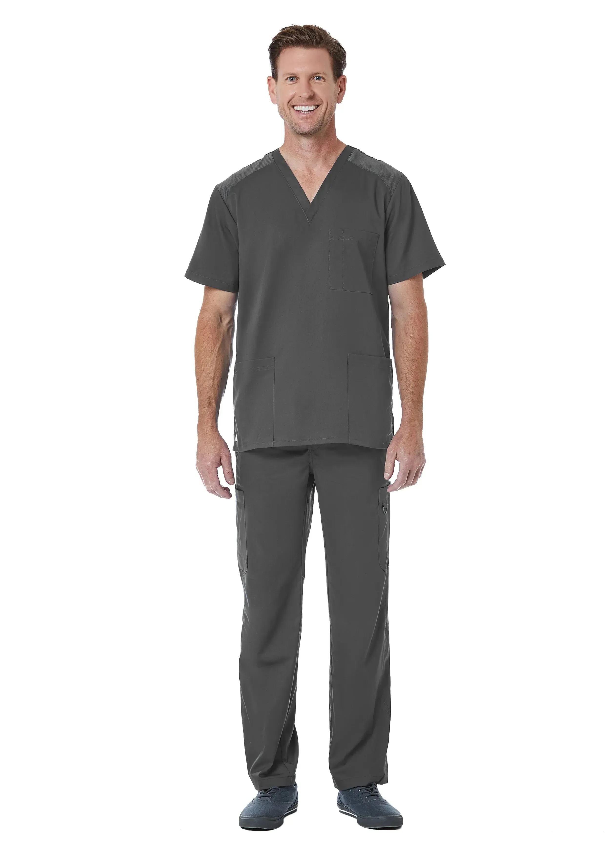 Maevn Men back Mesh Panel 3-Pocket V-Neck Top