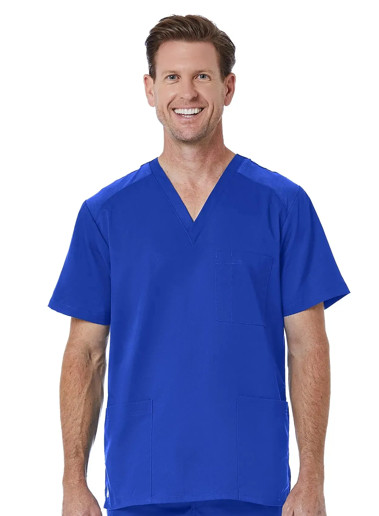 Maevn Men back Mesh Panel 3-Pocket V-Neck Top