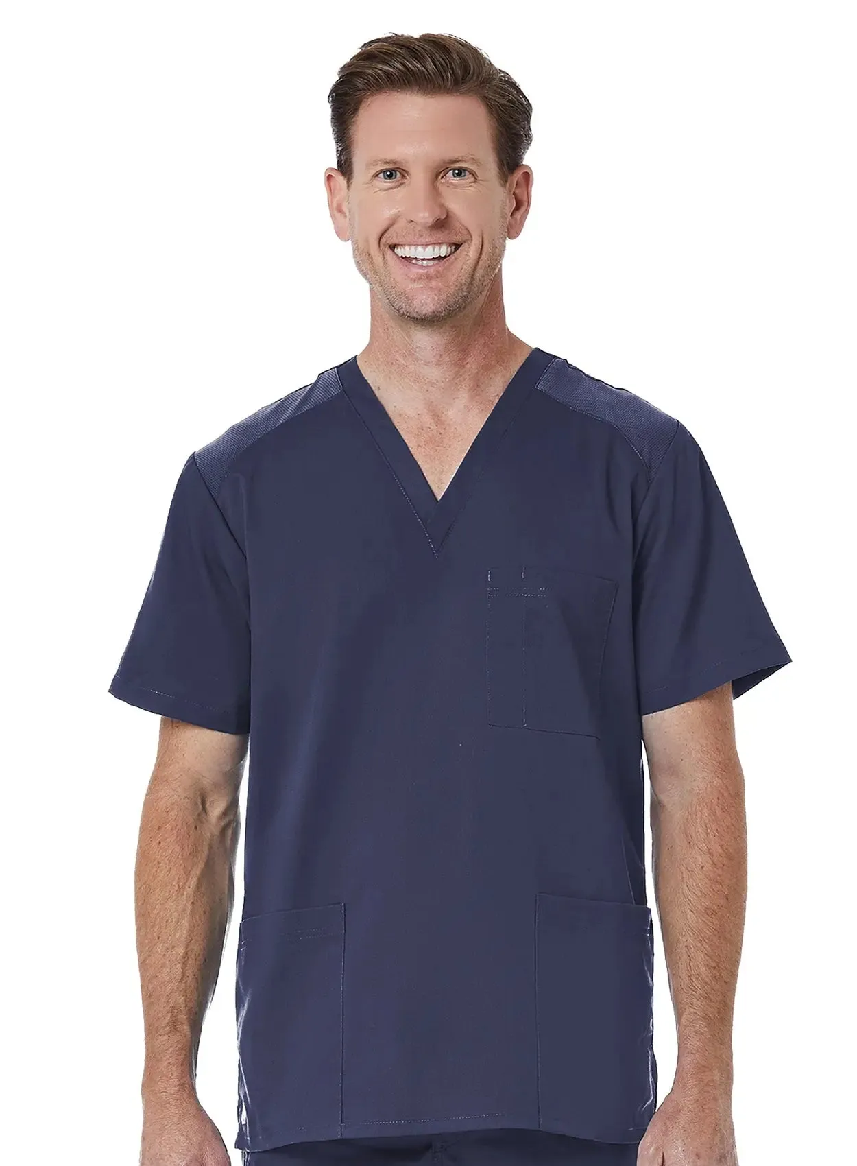 Maevn Men back Mesh Panel 3-Pocket V-Neck Top