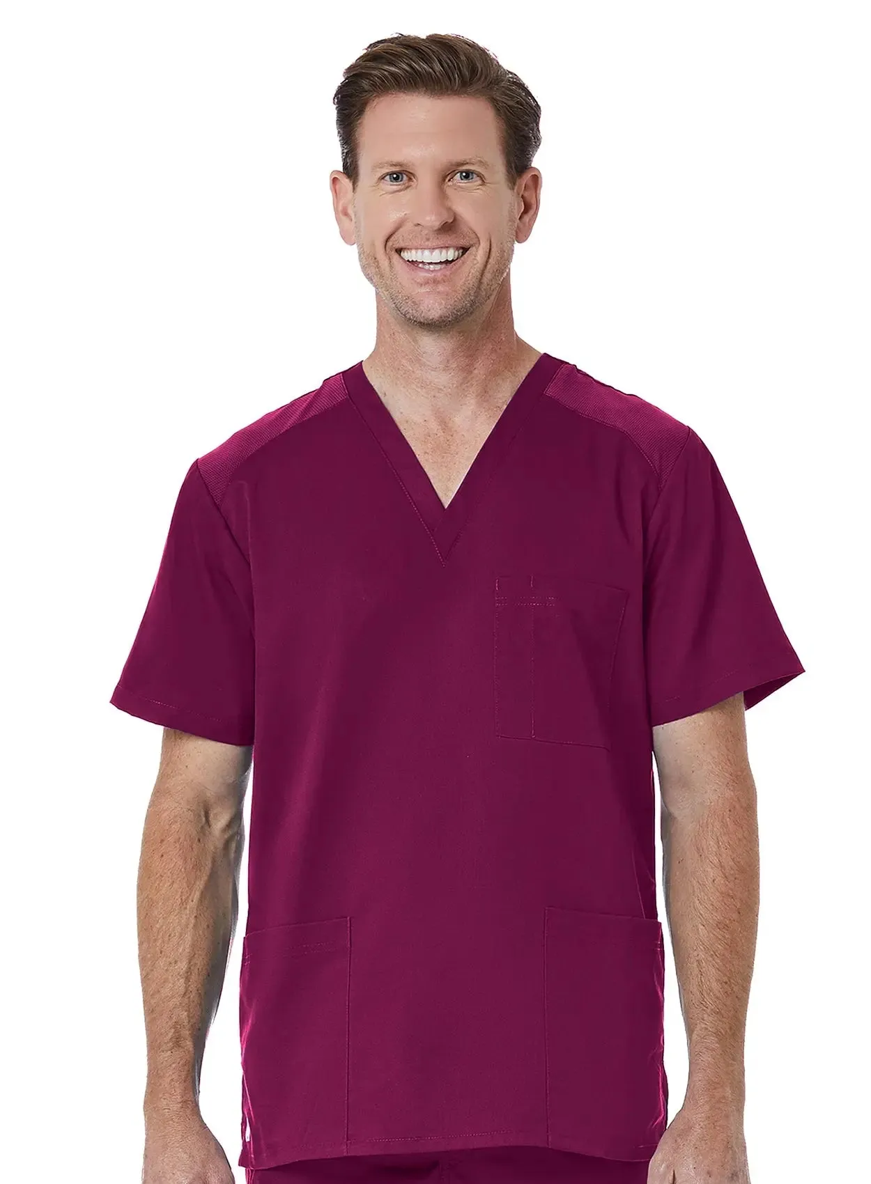 Maevn Men back Mesh Panel 3-Pocket V-Neck Top