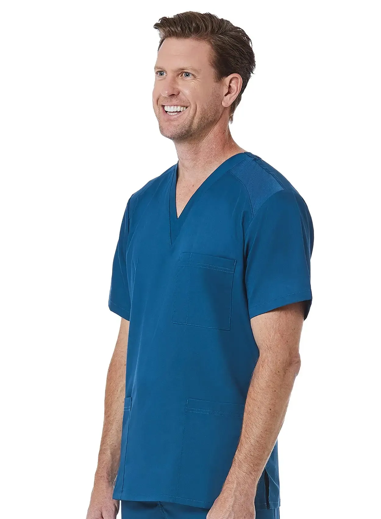 Maevn Men back Mesh Panel 3-Pocket V-Neck Top