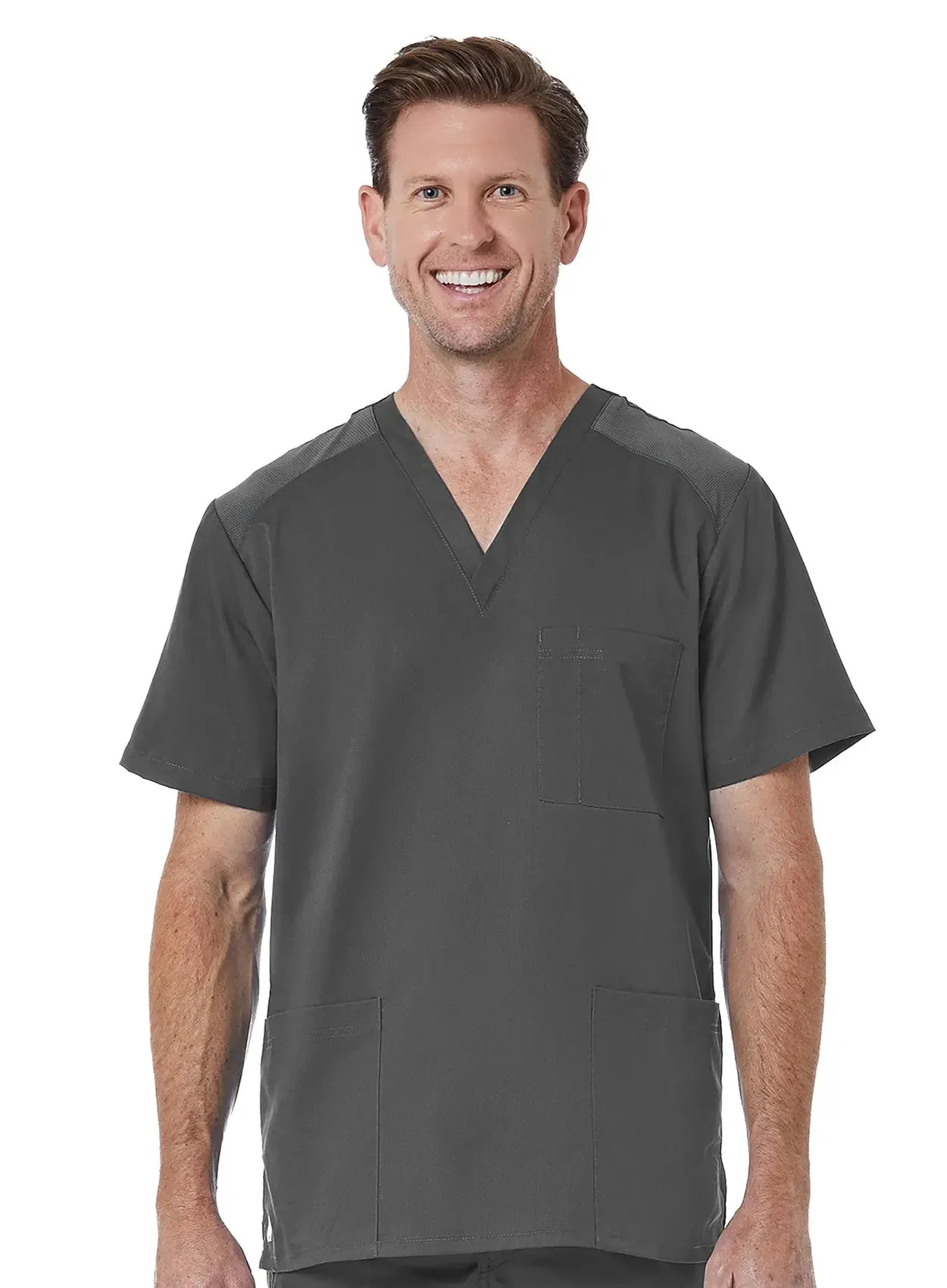 Maevn Men back Mesh Panel 3-Pocket V-Neck Top