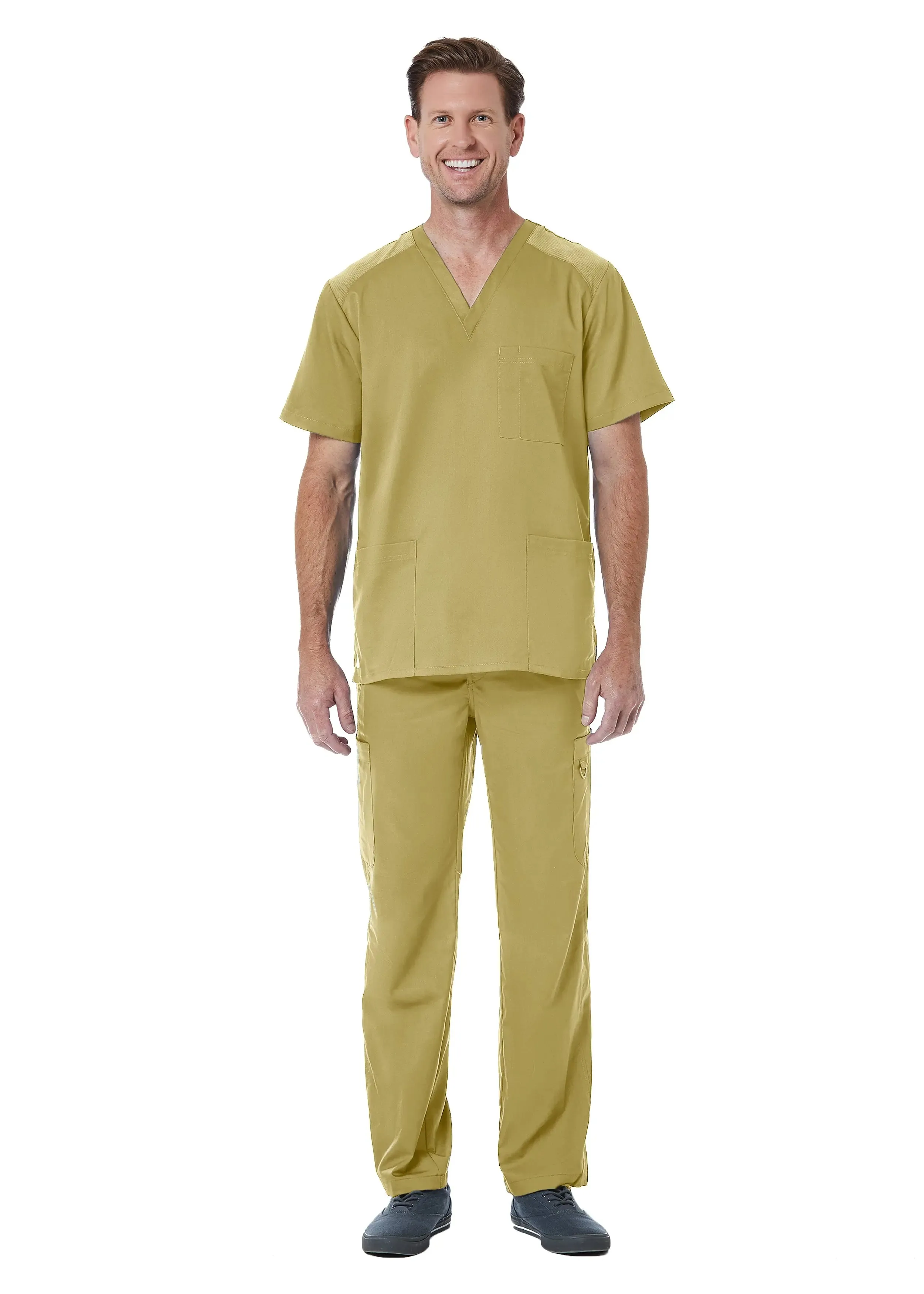 Maevn Men back Mesh Panel 3-Pocket V-Neck Top