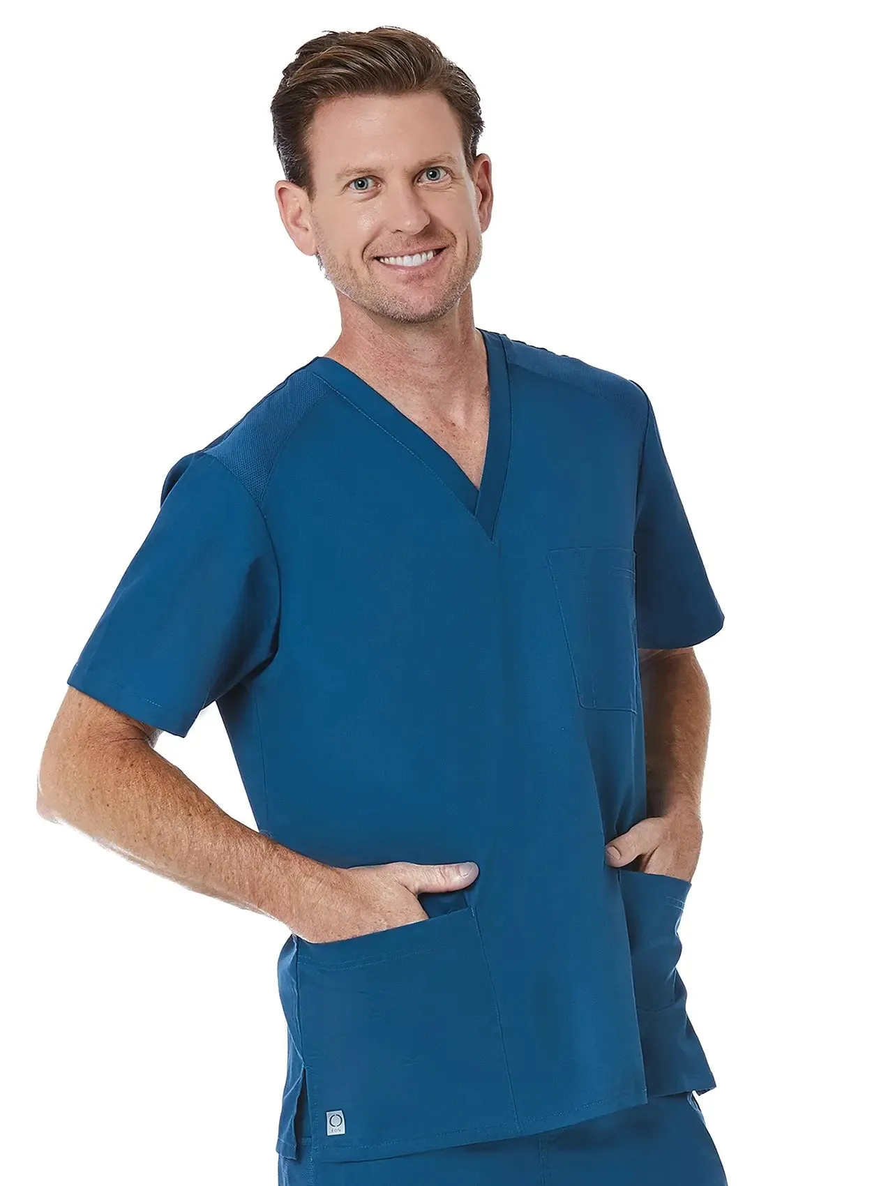 Maevn Men back Mesh Panel 3-Pocket V-Neck Top