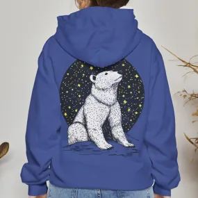 Majestic Bear Graphic Hoodie, Polar Bear Hoodie, Celestial Atmosphere, Vintage Style, Comfort Colors, Distressed Texture