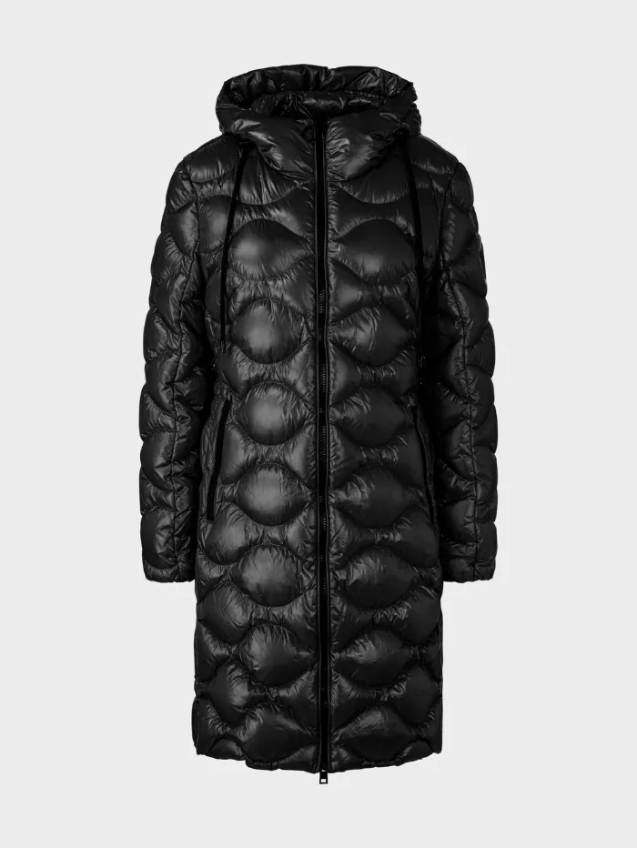 Marc Cain Sports Black Quilted Coat With Hood VS 11.06 W43 COL 900