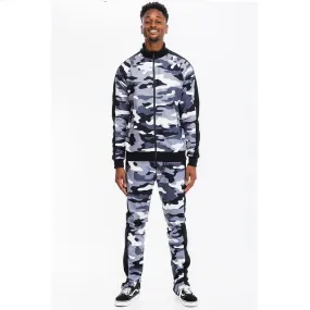 Men's Full Camo With Stripe Jacket and Pants Set