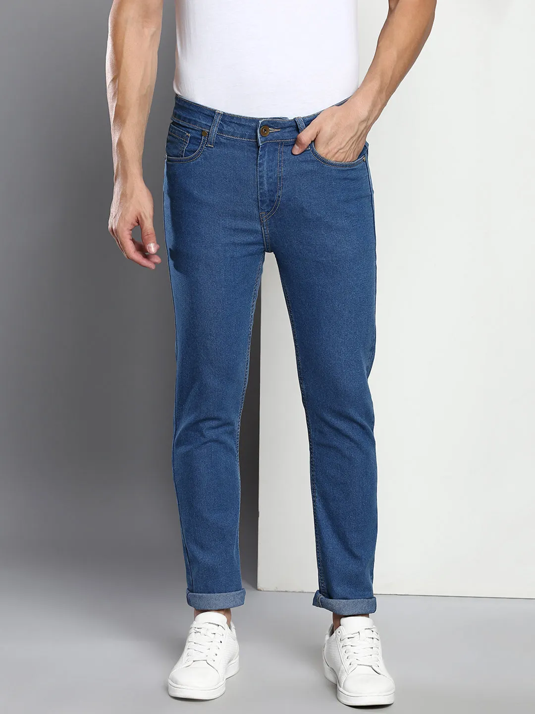 Men's Medium Indigo Slim Fit Mid Rise Denim Jeans