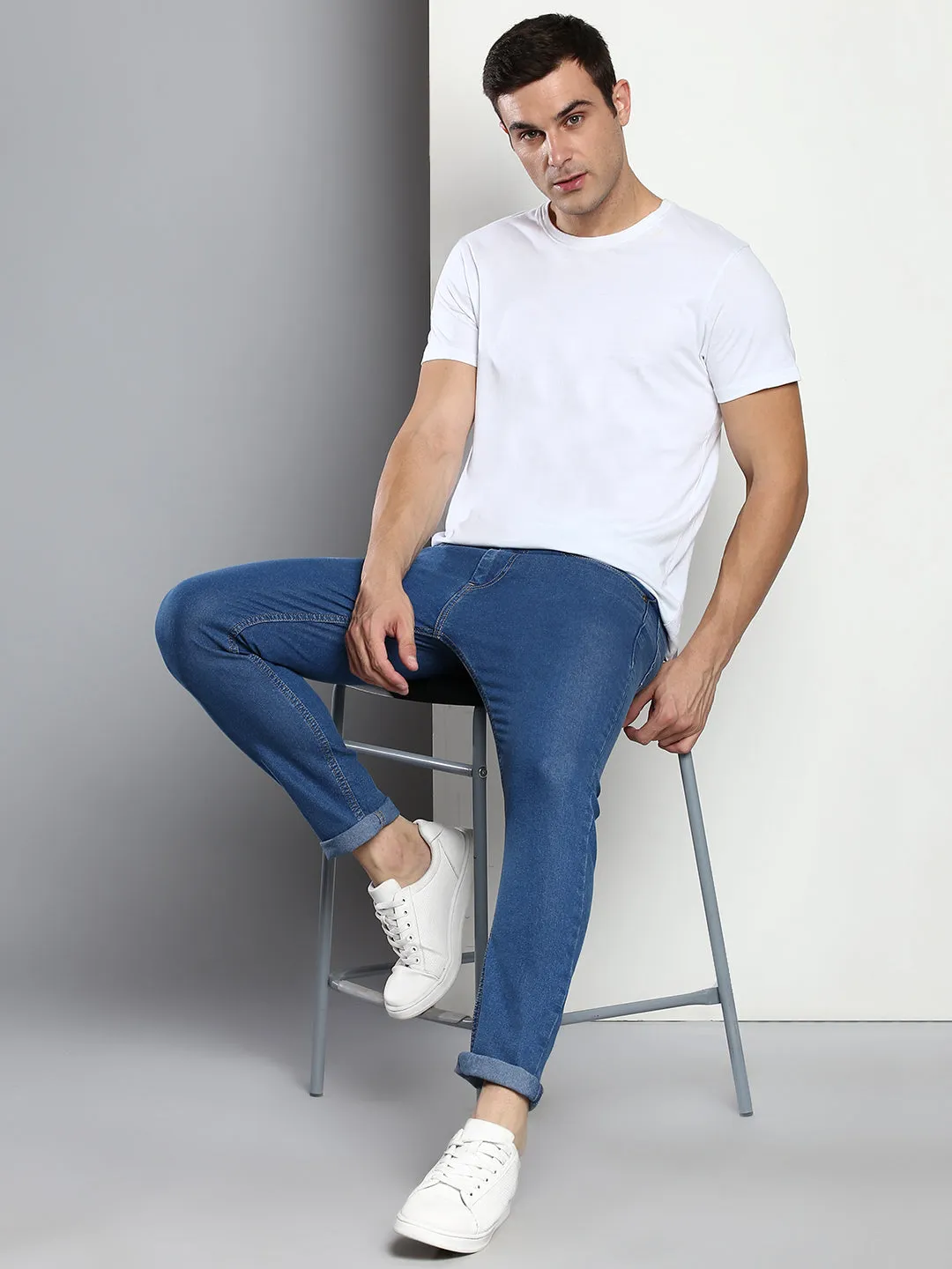 Men's Medium Indigo Slim Fit Mid Rise Denim Jeans