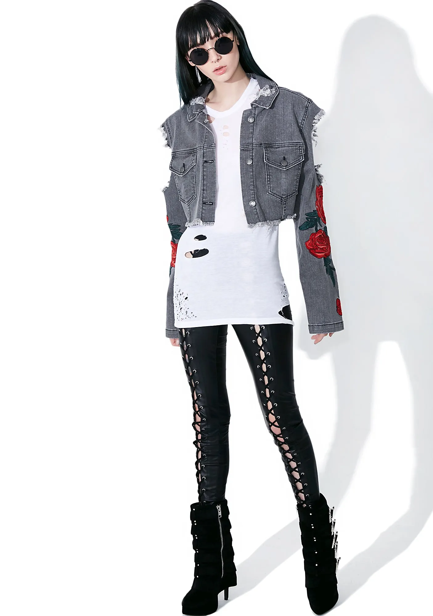 Midnight Desert Rose Distressed Jacket