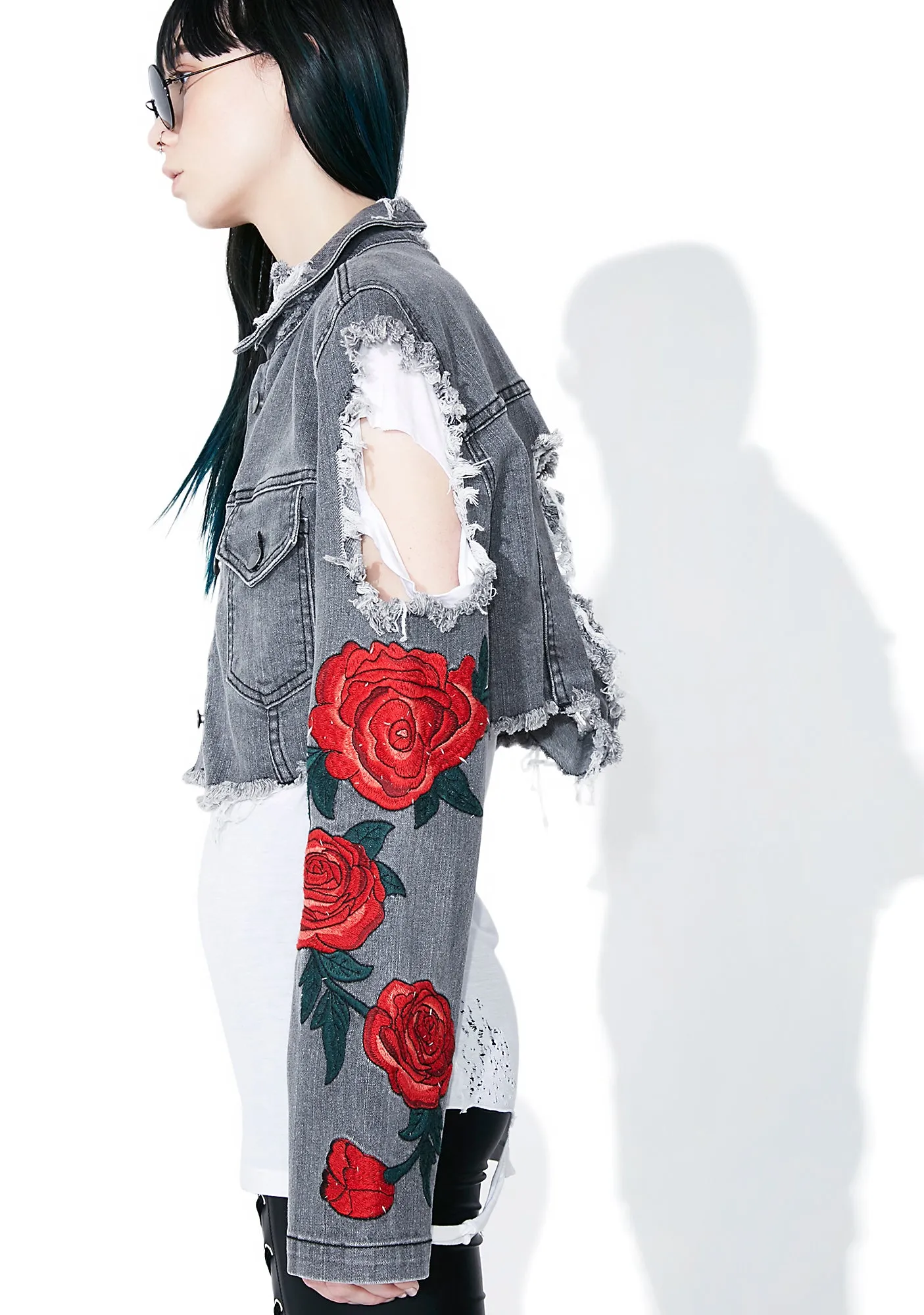 Midnight Desert Rose Distressed Jacket