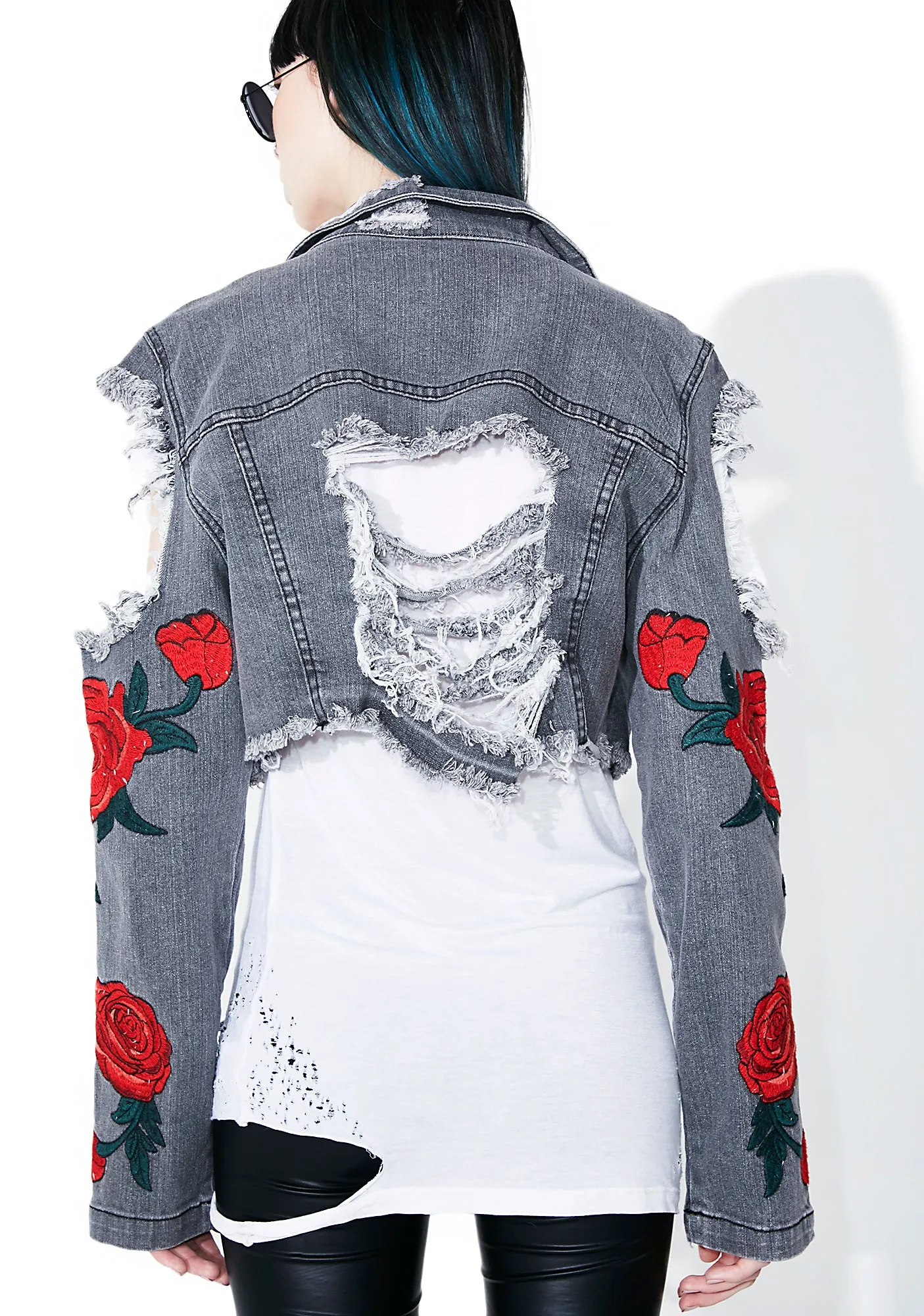 Midnight Desert Rose Distressed Jacket