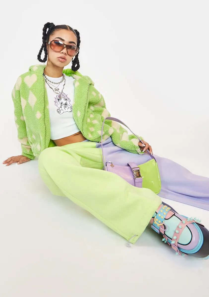 Mint Argyle Noel Teddy Jacket