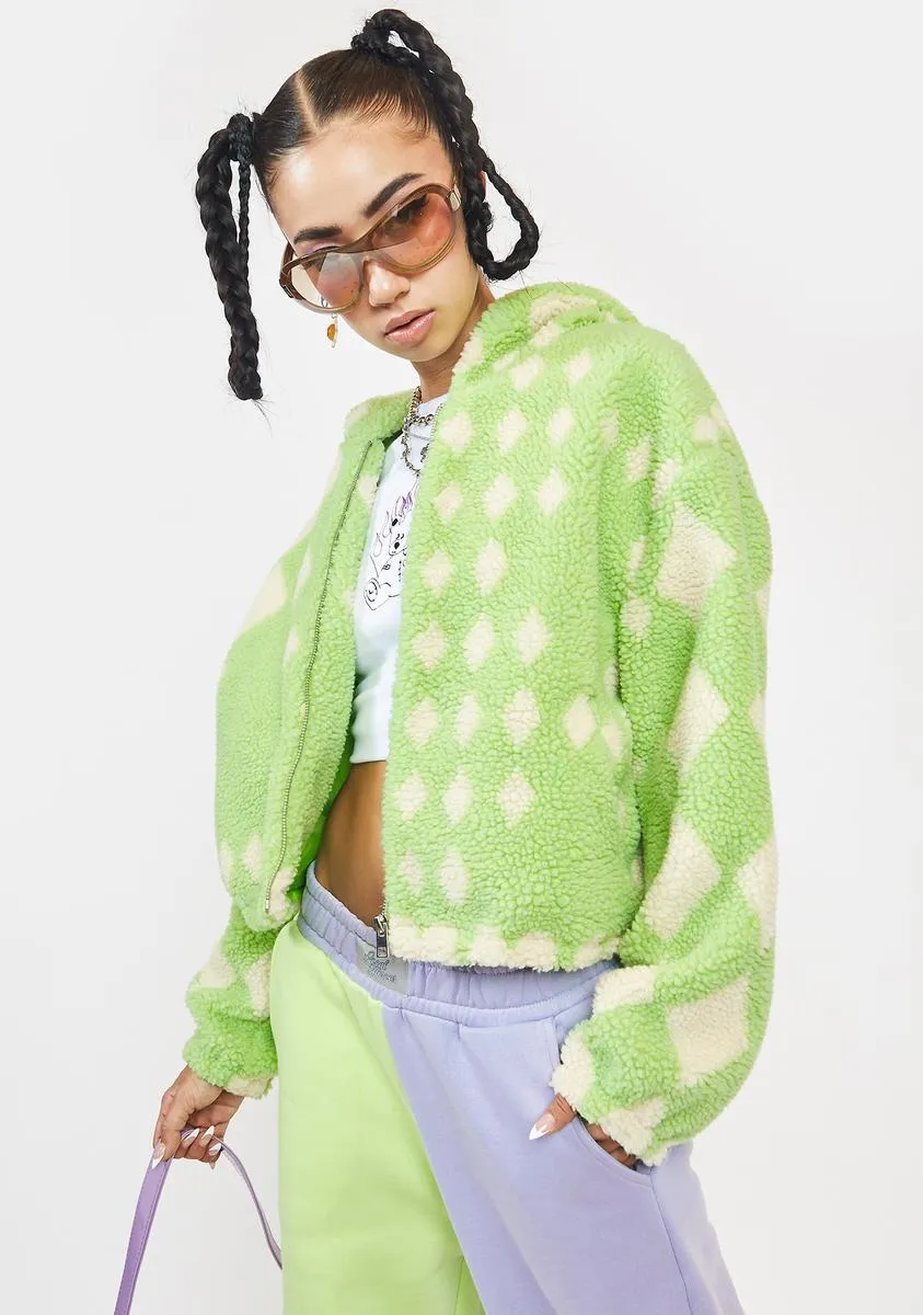 Mint Argyle Noel Teddy Jacket