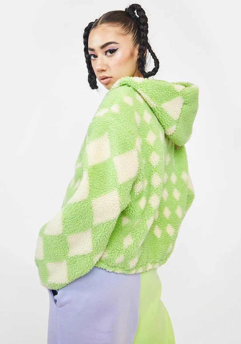 Mint Argyle Noel Teddy Jacket