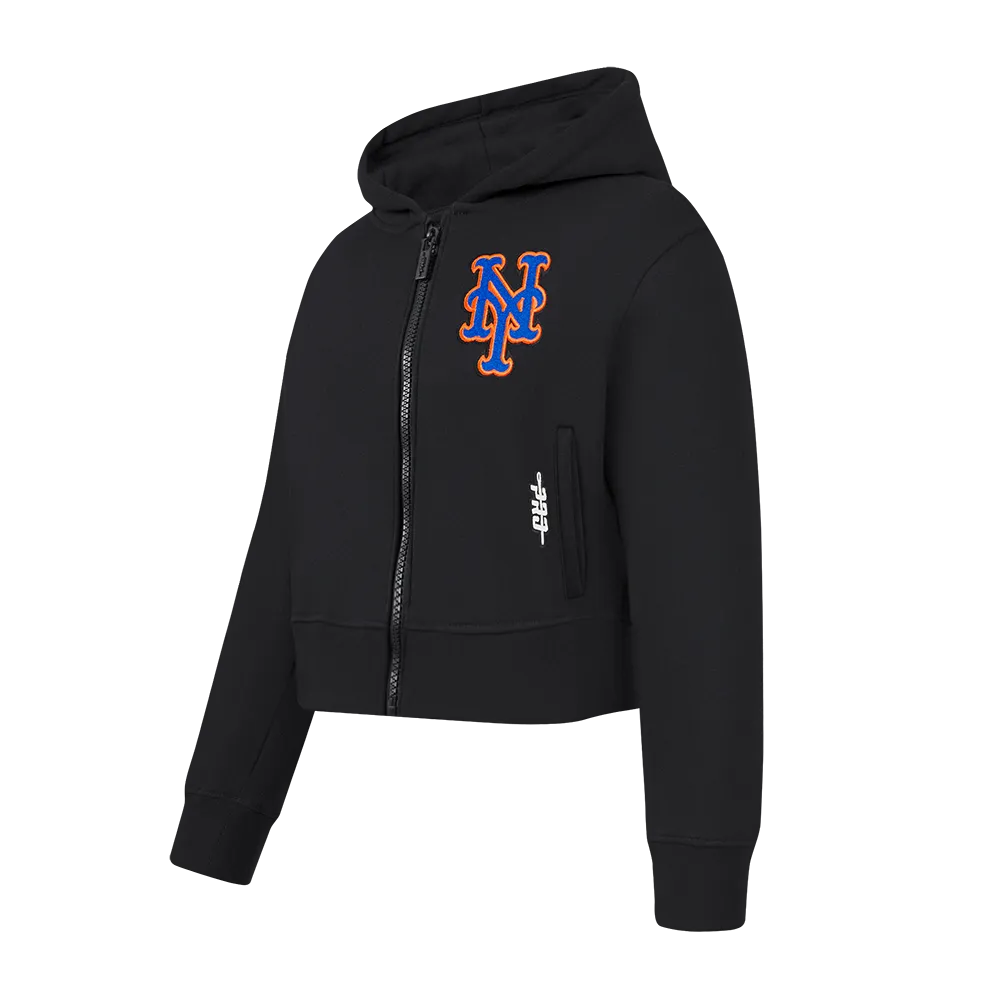 NEW YORK METS CLASSIC LITTLE GIRLS FLC FZ HOODIE (BLACK)